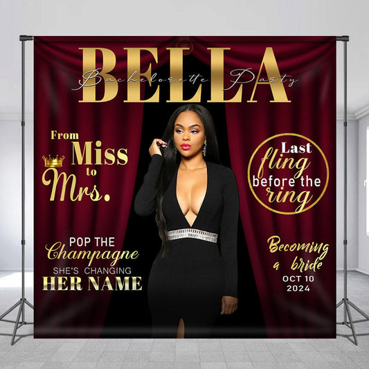 Lofaris Red Curtain Magazine Style Custom Bridal Shower Backdrop