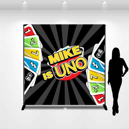 Lofaris Uno Paper Card Grey Shine Custom Name Party Backdrop