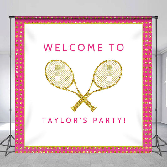 Lofaris Customized Name Welcome Tennis Racket Party Backdrop