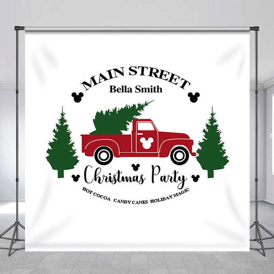 Lofaris Custom Name Main Street Truck Christmas Backdrop