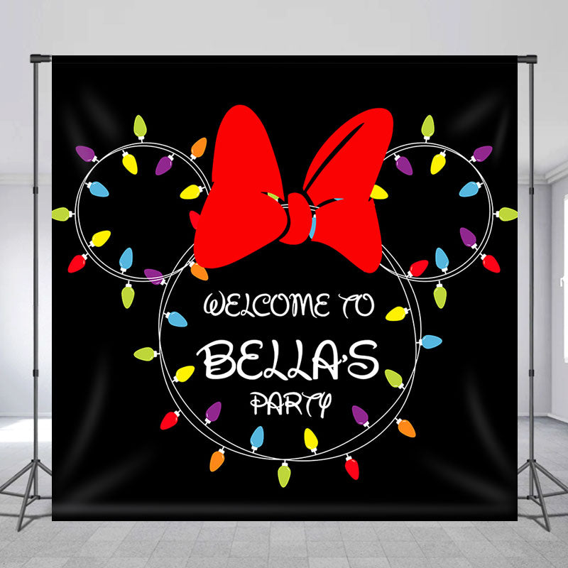 Lofaris Personalized Name Mouse Black Birthday Backdrop