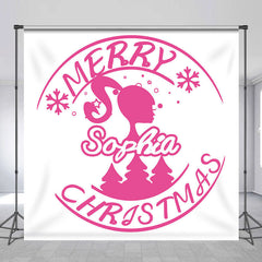 Lofaris Custom Name Pink Girl Signet Christmas Backdrop
