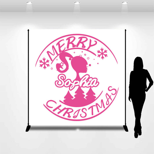 Lofaris Custom Name Pink Girl Signet Christmas Backdrop