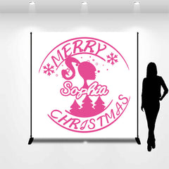 Lofaris Custom Name Pink Girl Signet Christmas Backdrop