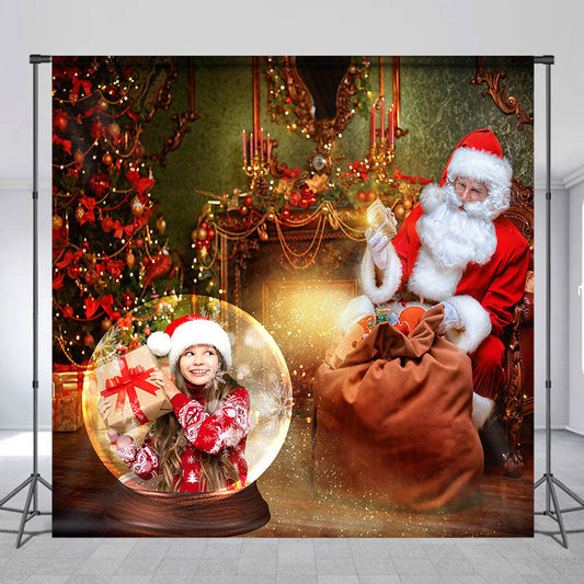 Lofaris Custom Photo Crystal Ball Santa Christmas Backdrop