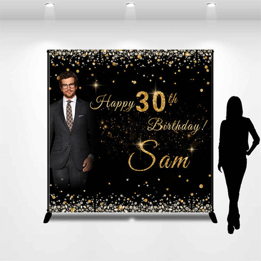 Lofaris Custom Photo Diamond Elegant 30th Birthday Backdrop