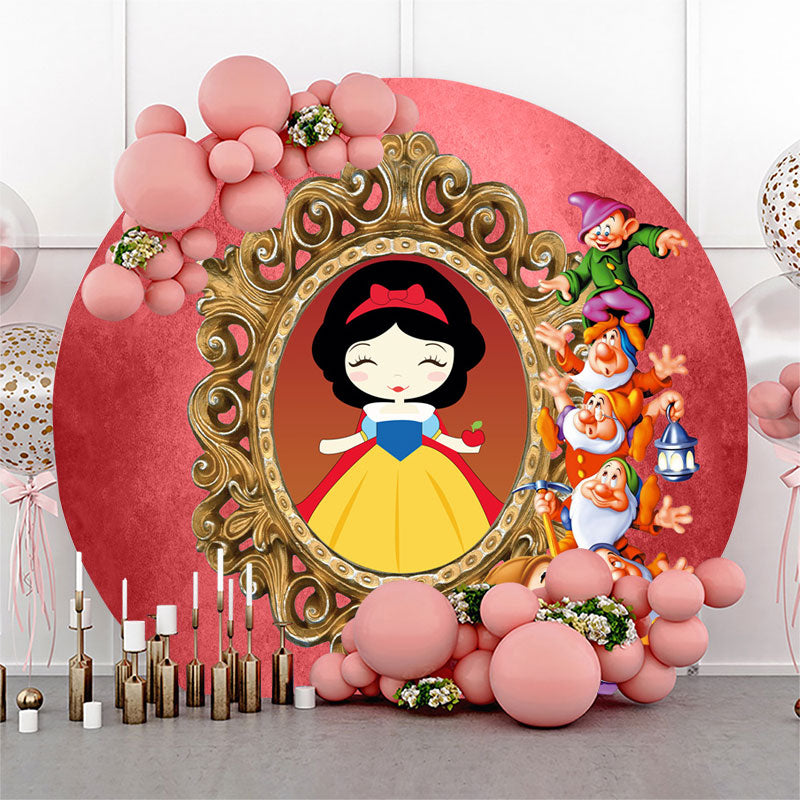 Lofaris Circle Princess And Mirror Happy Birthday Backdrop