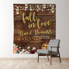 Lofaris Floral and Pumpkin Wooden Backdrop for Wedding Party