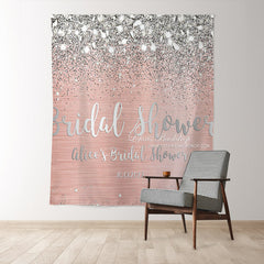 Lofaris Pink And Silver Glitter Theme Bridal Shower Backdrop