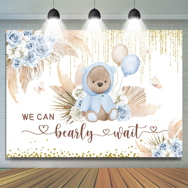 Lofaris Floral We Can Bearly Wait Teddy Baby Shower Backdrop