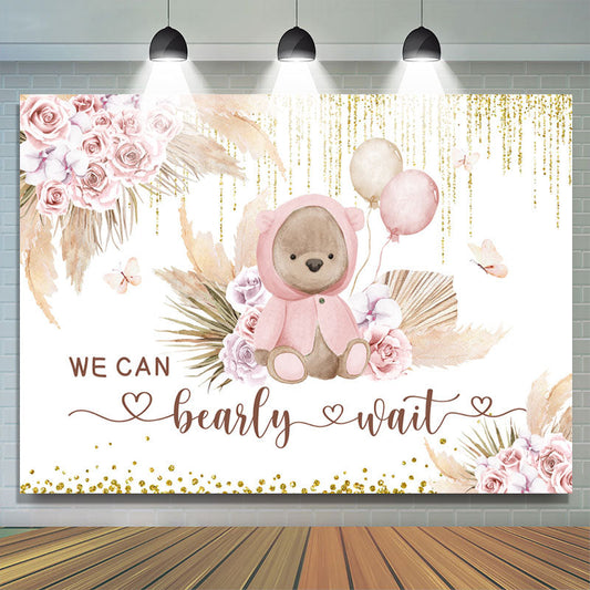 Lofaris Floral Teddy Bear With Balloons Backdrop For Baby