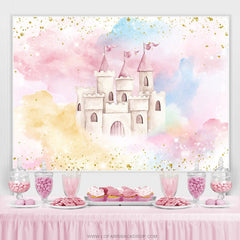 Lofaris Glitter And Colorful Castle Baby Shower Backdrop