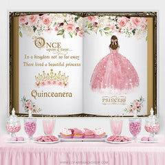 Lofaris Pink Princess And Floral Crown Birthday Backdrop