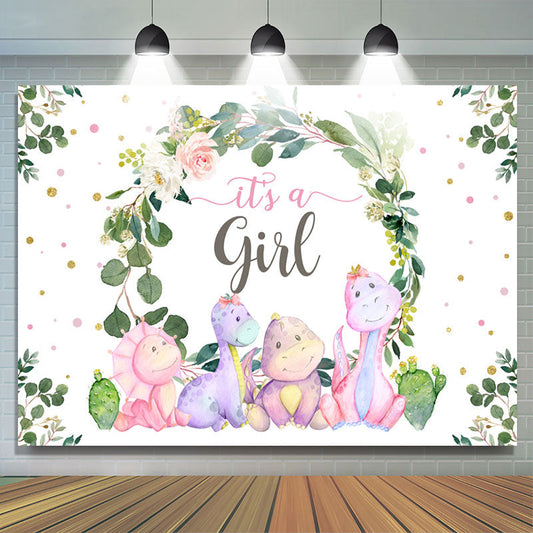 Lofaris It Is A Girl Animals And Wreaths Baby Shower Backdrop