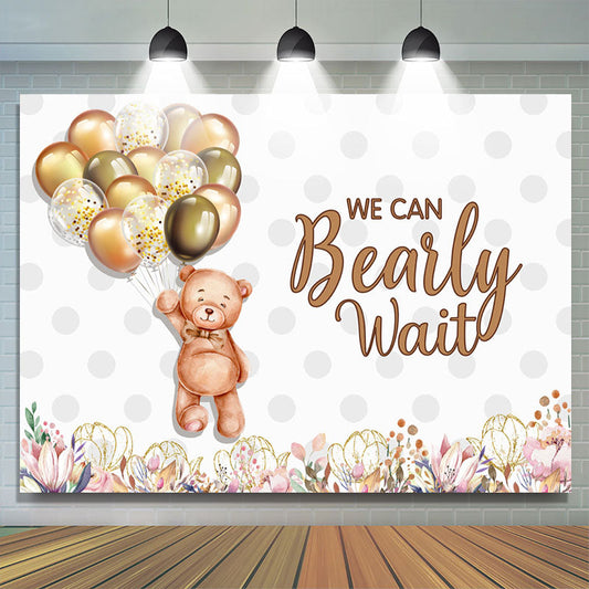 Lofaris Bearly Wait Teddy And Balloons Baby Shower Backdrop