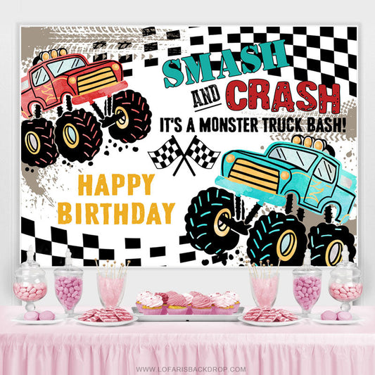 Lofaris Smash And Crash Car Adventure Birthday Backdrop