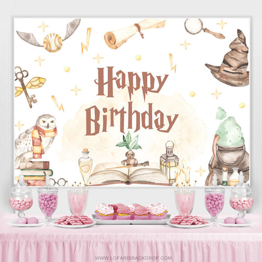 Lofaris Magic Academy Tiny Spot Happy Birthday Backdrop