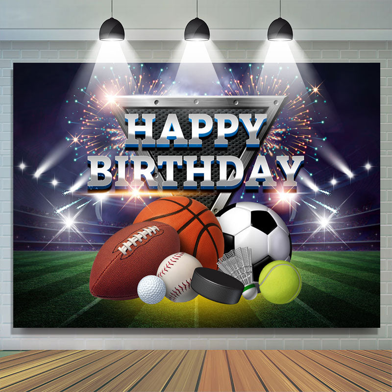 Lofaris Sparkle Arena Sports Happy Birthday Backdrop For Boy
