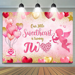 Lofaris Sweetheart Two Pink Balloon 2nd Birthday Backdrop