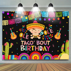 Lofaris Colored Mexican Fiesta Taco Bout Birthday Backdrop