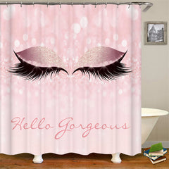 Lofaris Hello Gorgeous Glitter Eyes Pink Bokeh Shower Curtain