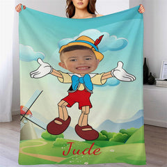 Lofaris Personalized Photo Pinocchio Windmill Green Blanket