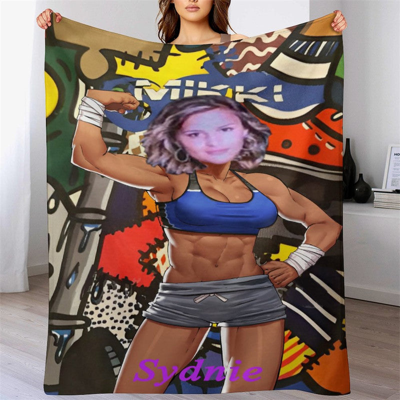 Lofaris Personalized Face Power Body Building Woman Blanket