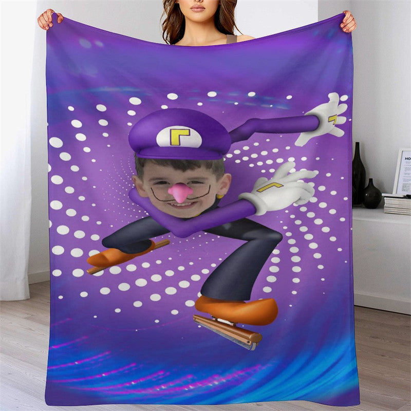 Lofaris Customized Cyclone Skating Boy Dots Purple Blanket