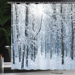 Lofaris Winter Heavy Snow Forest Christmas Shower Curtain
