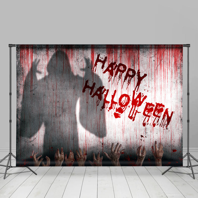 Lofaris Horror Hands Red Wall Ghost Shadow Halloween Backdrop
