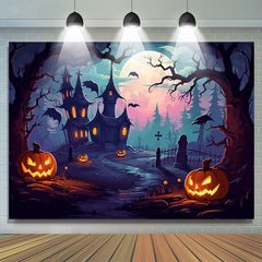 Lofaris Haunted House Pumpkin Lantern Halloween Backdrop