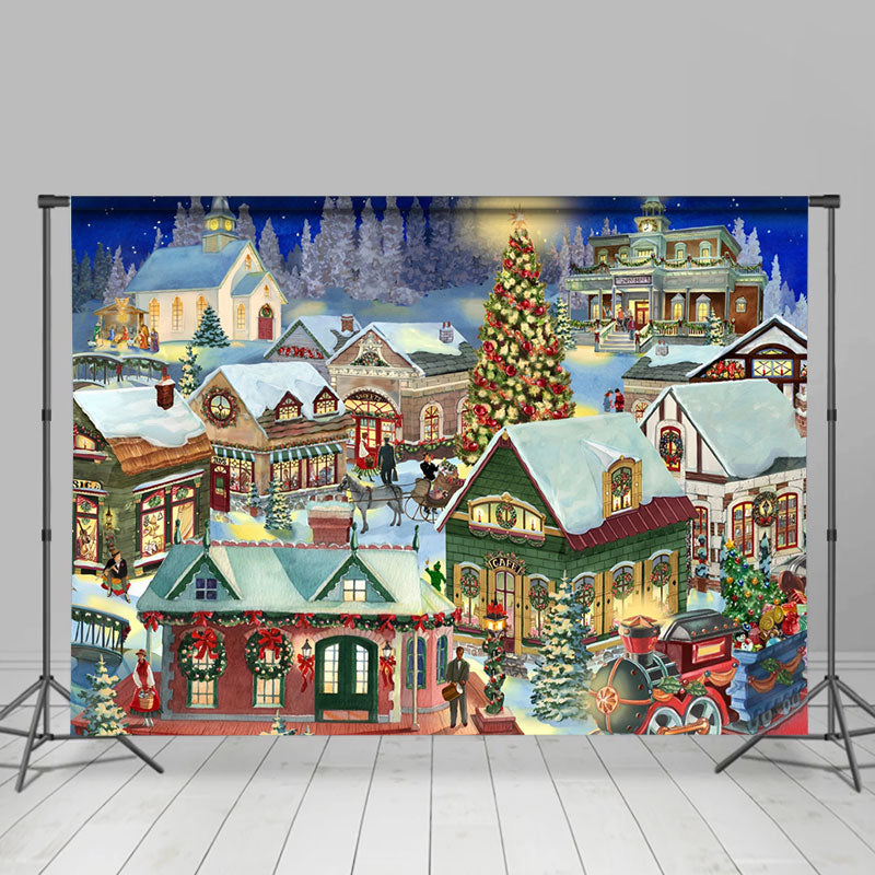 Lofaris Village Carriage Christmas Tree Backdrop For Party