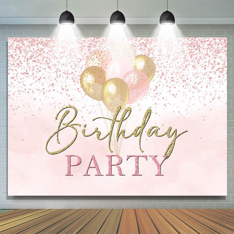 Lofaris Pink Gold Balloons Glitter Birthday Party Backdrop