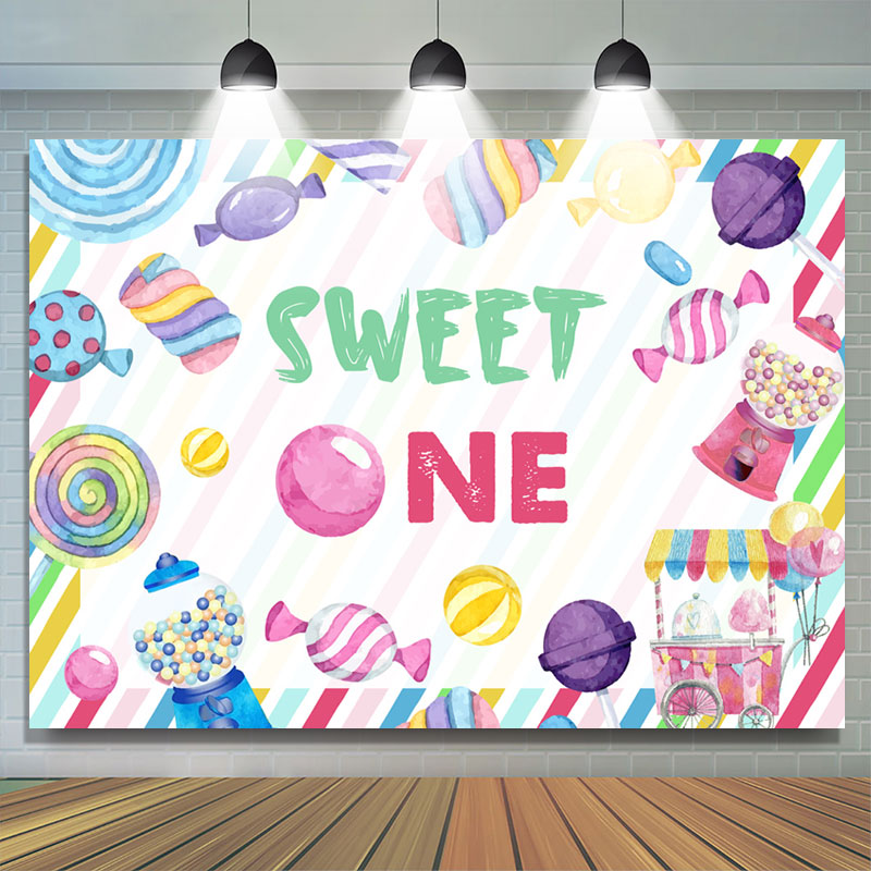 Lofaris Multicolor Sweet One Candy 1st Birthday Backdrop