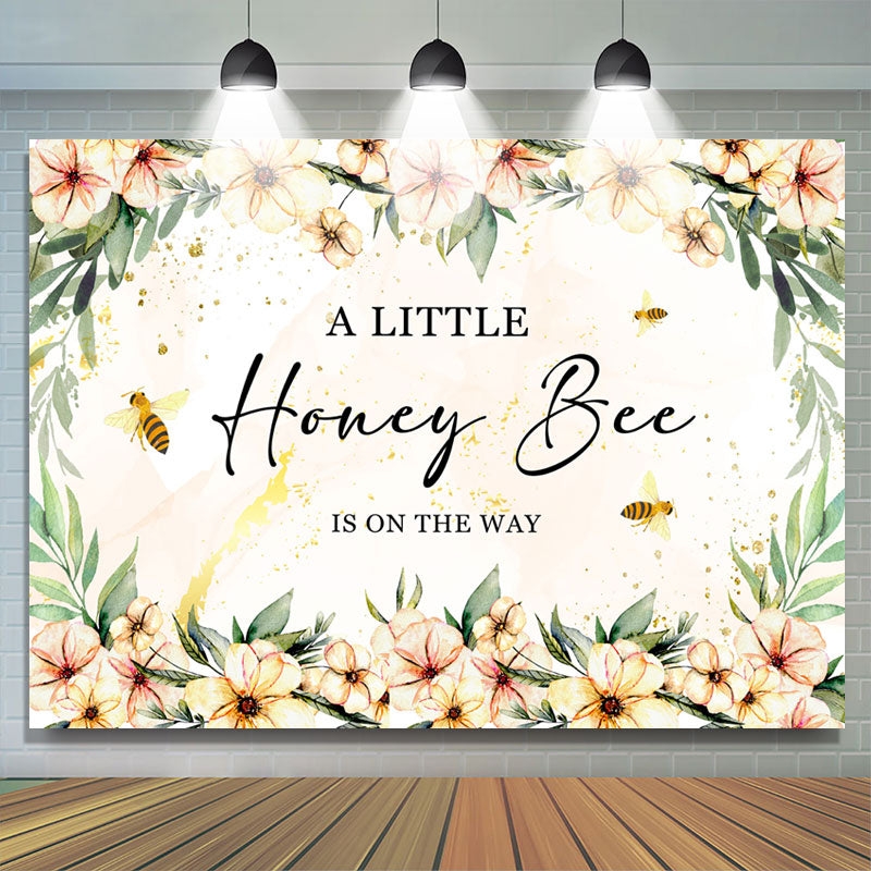 Lofaris Floral Honey Bee Is On The Way Baby Shower Backdrop