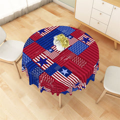 Lofaris Modern Design American Flag Blue Red Round Tablecloth