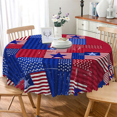 Lofaris Modern Design American Flag Blue Red Round Tablecloth