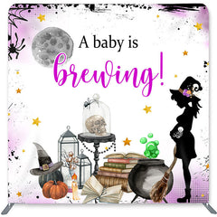 Lofaris A Baby Is Brewing Double-Sided Backdrop for Halloween