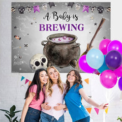 Lofaris A Baby Is Brewing Halloween Themed Shower Backdrop