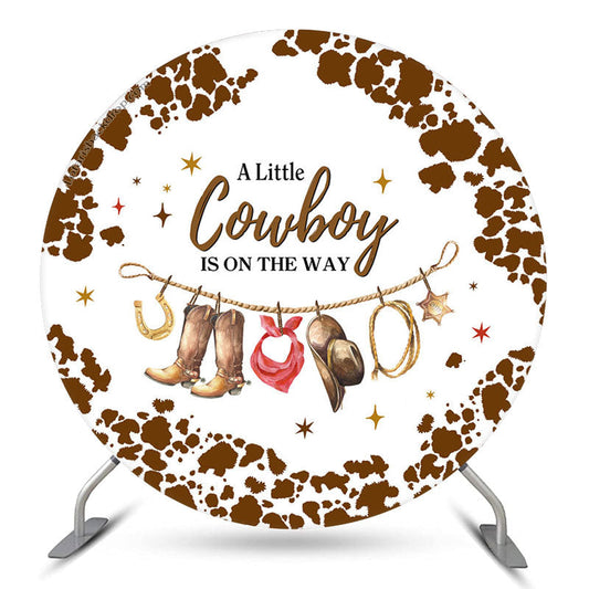 Lofaris A Cowboy Is On The Way Circle Baby Shower Backdrop