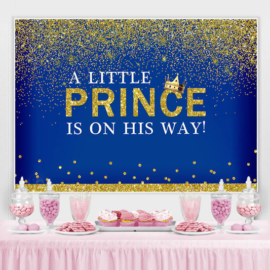 Lofaris A Litter Prince Glitter Blue Backdrop for Baby Shower