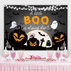 Lofaris A Little Boo Is Almost Due Black Halloween Backdrop