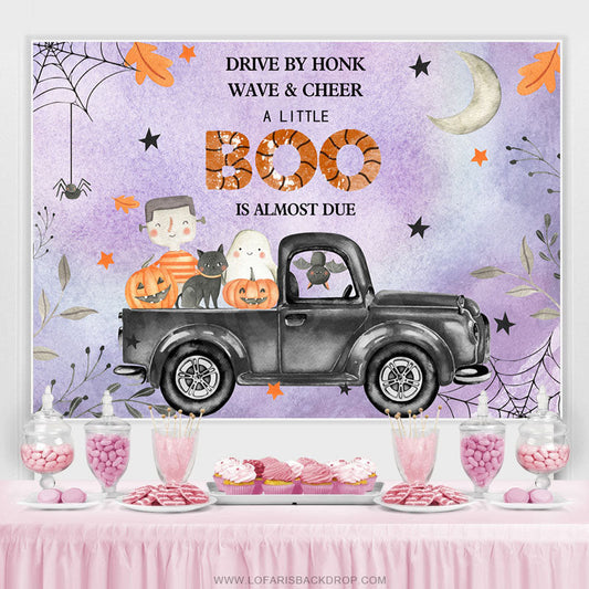 Lofaris A Little Boo Is Almost Due Purple Baby Shower Backdrop