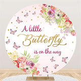 Load image into Gallery viewer, Lofaris A Little Butterfly Is On The Way Baby Shower Round Backdrop
