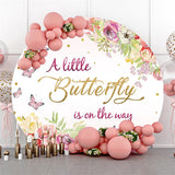 Load image into Gallery viewer, Lofaris A Little Butterfly Is On The Way Baby Shower Round Backdrop