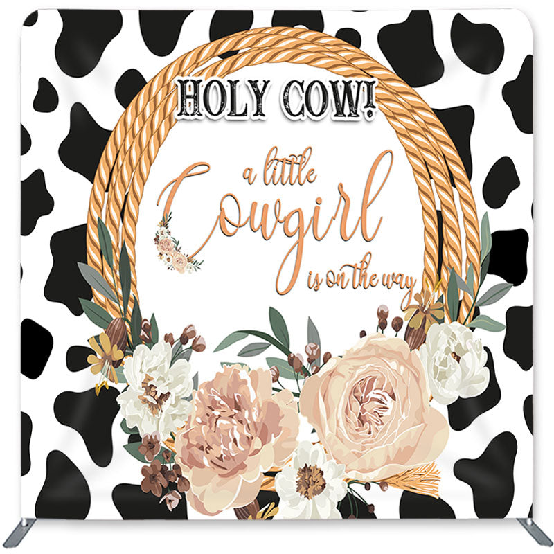 Lofaris A Little Cow Girl Double-Sided Backdrop for Baby Shower