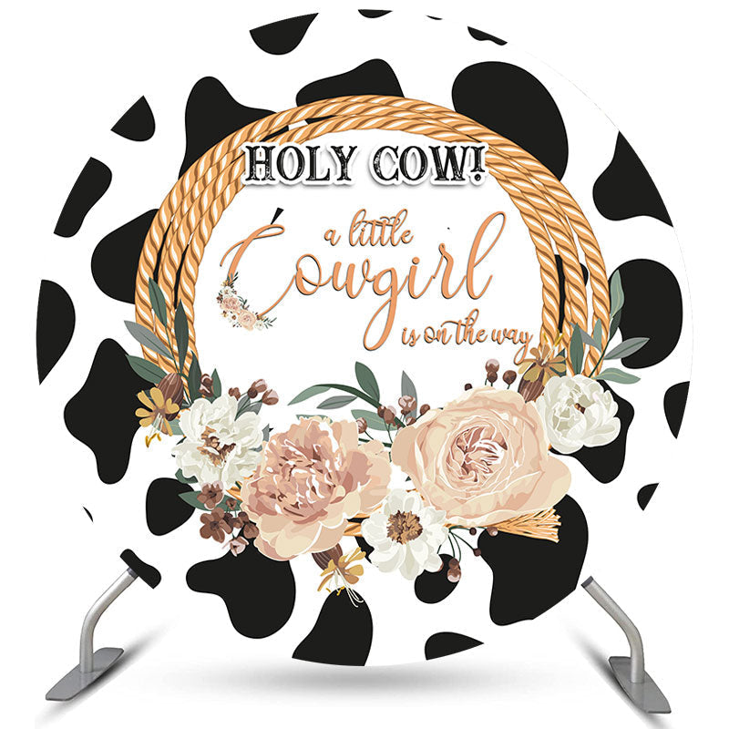 Lofaris A Little Cow Is On The Way Baby Showr Circle Backdrop