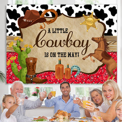 Lofaris A Little Cowboy Is On The Way Baby Shower Backdrop