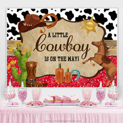 Lofaris A Little Cowboy Is On The Way Baby Shower Backdrop
