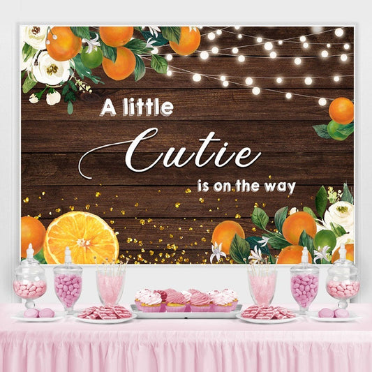 Lofaris A Little Cutie Is On the Way Orange Backdrop for Baby Shower